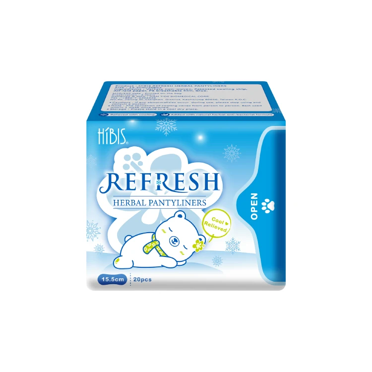refresh HIBIS Herbal Pantyliner 15.5cm Taiwan brand silky wins breathable back sheet Pantyliner