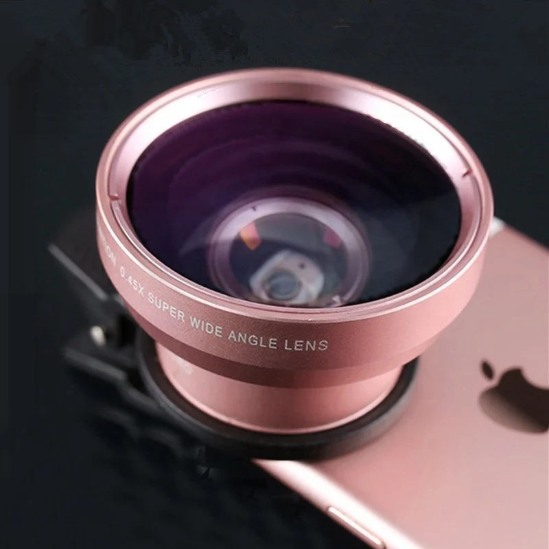 Cheap price 2 IN 1 Lens Universal Clip mobile Phone Lens 0.45x Super Wide Angle and Macro HD Lens For iPhone Android