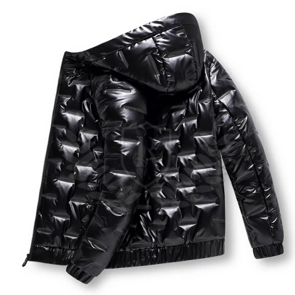 Jacket Men Hand Pockets Turn Down Collar Zip Up Front Durable  Casual Wear Puffer Jacket