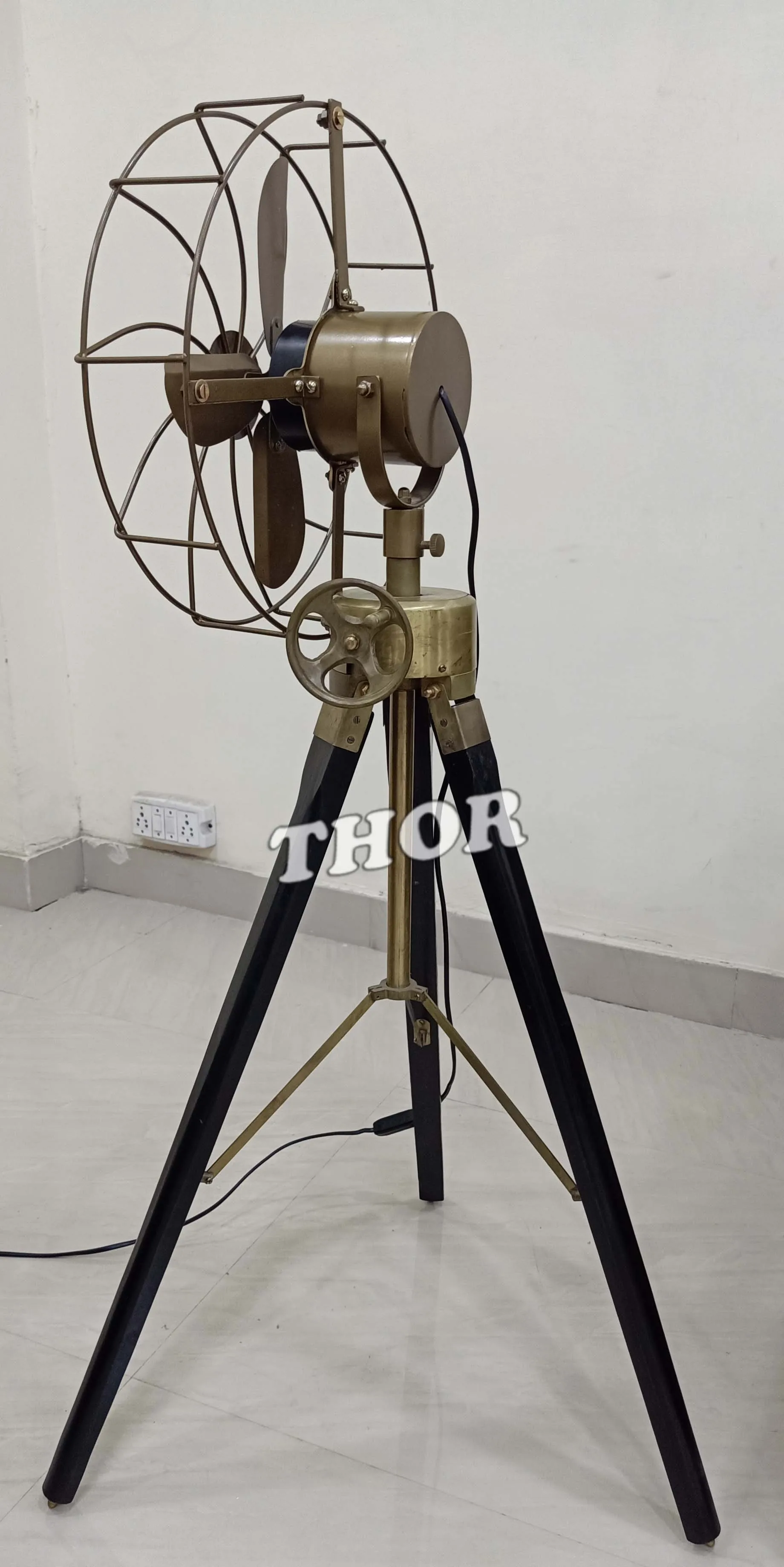 Деревянный напольный веер в морском стиле подставка-тренога для Королевского флота дизайн Лондона античный латунный Декор дома отеля офиса