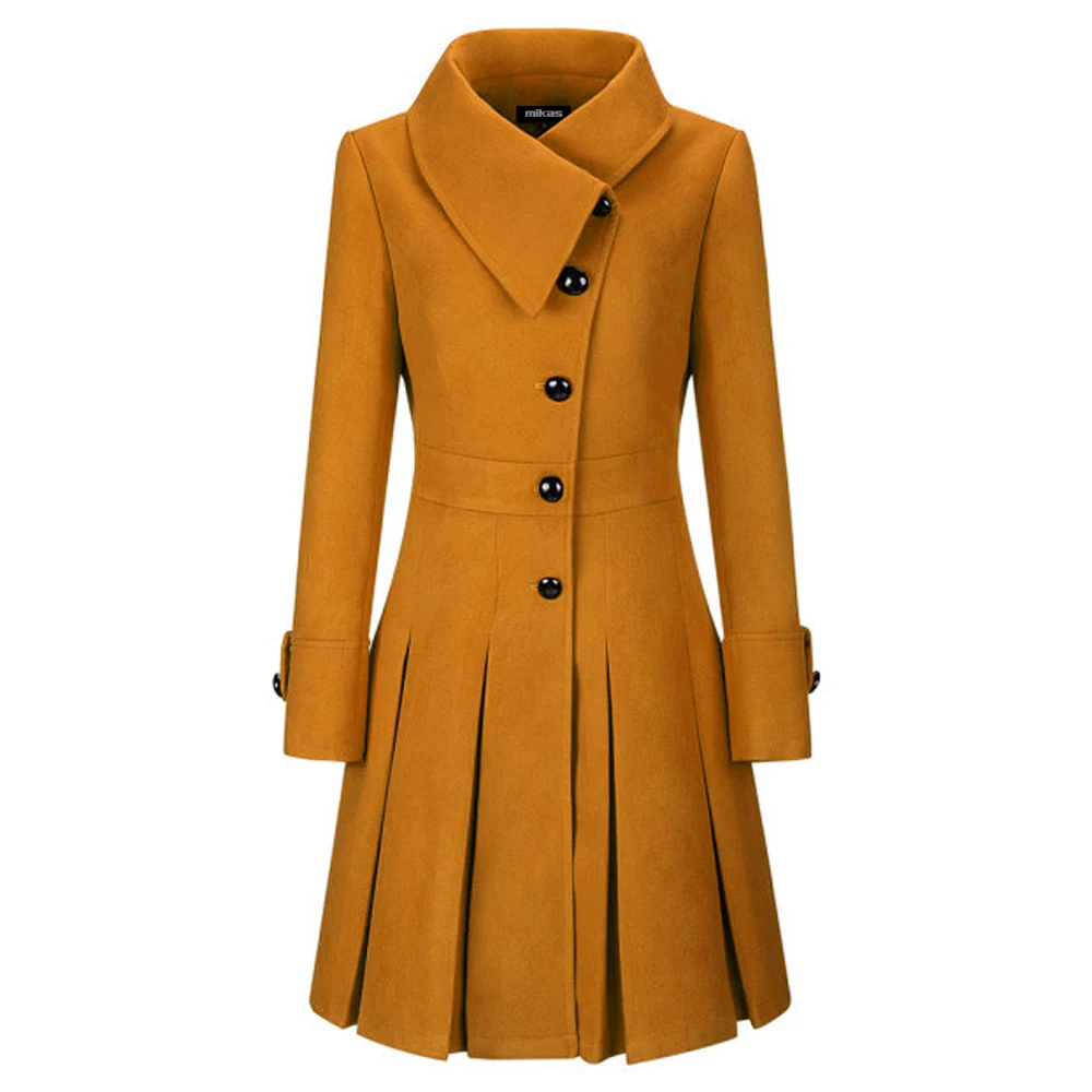 High Quality Wool Blended Classic Ladies Slim Fit Winter Style Fashion Coats Woman