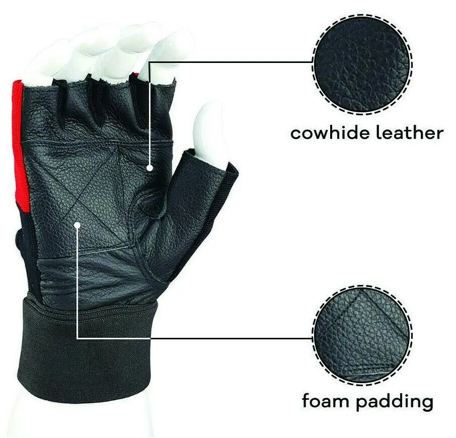 
Wrist Protector Compression Band Half Finger Gym Weightlifting Gloves Outdoor Sports Breathable Gym Training Red Gray Gloves 