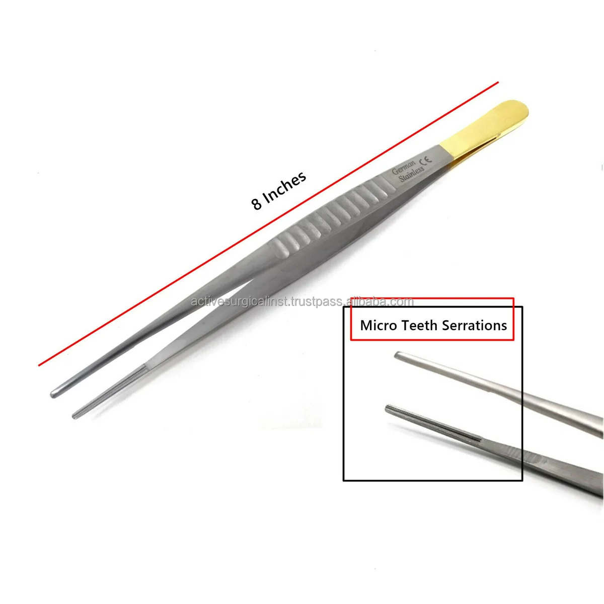 Prime DeBakey Forceps Atraumatic Artery Surgical Forceps Vascular Tissue Clamp Serrated Tip Gold Handle Surgical Instruments