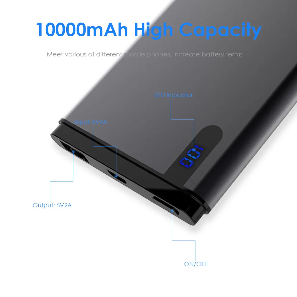 
Slim 8000mAh polymer Power bank aluminum shell fast charging bank hiper battery LCD display Power Bank for mobile phone 