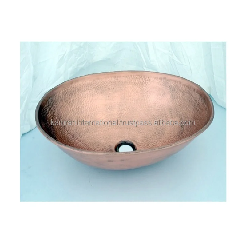 Luxury Smart Bathroom Basin COPPER EMBOSSED Round WORK WASHROOM SINK with DRAINER Polished Sink Quality Design