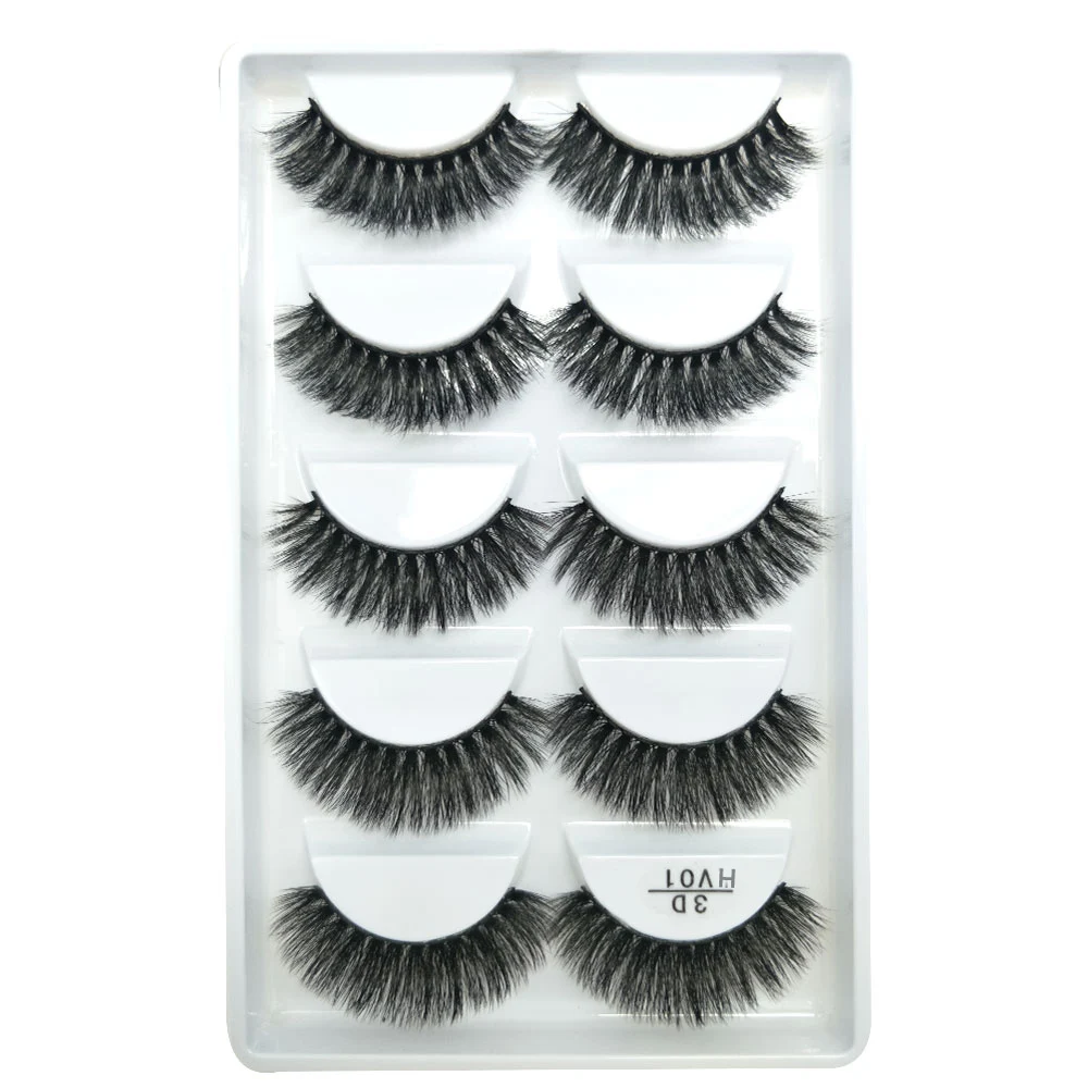 Eub Free Shipping HV series Crisscross natural thick 3D pack 5 pairs false eyelashes private label false eye lash packaging box