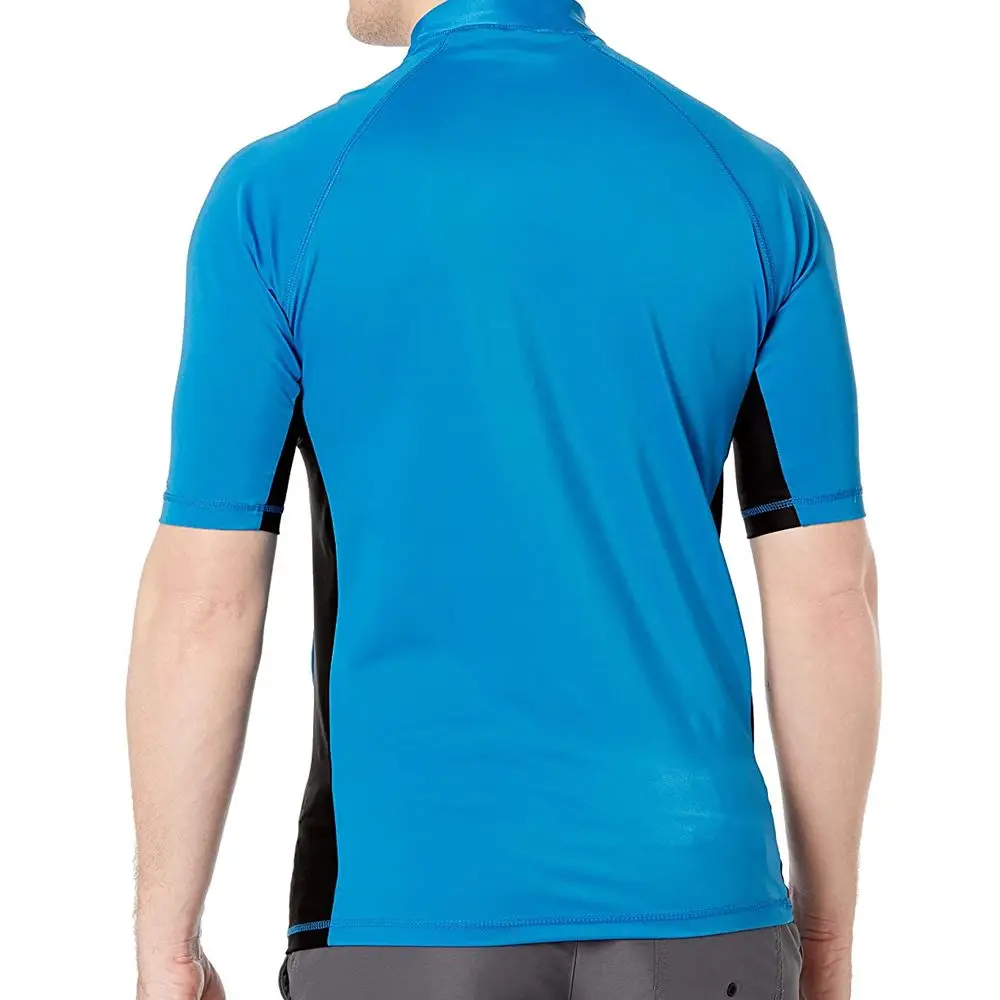 Plus size Sun Protecting Clothing Breathable Rash Guards For Men O Neck Design With Half Sleeves