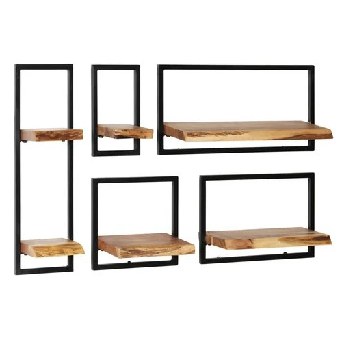 Wood Metal Frame Wall Shelf