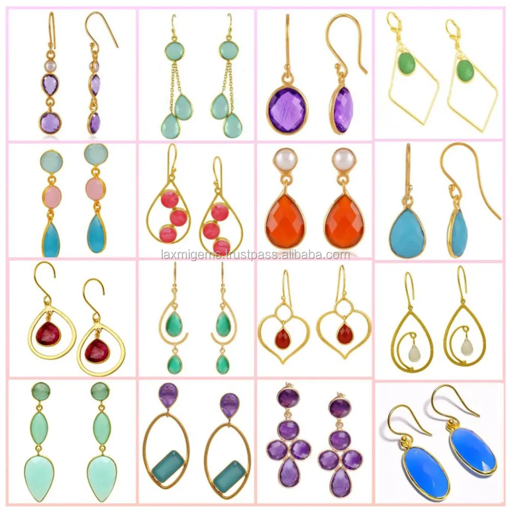 Aquamarine natural faceted gemstone wholesale 925 silver drop earrings
