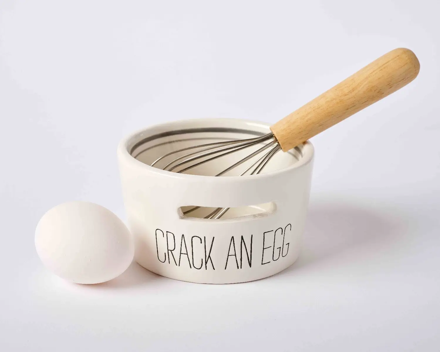 Vertical stripe beads with Hot and heavy phrase silkscreen Egg Separator and Whisk Set