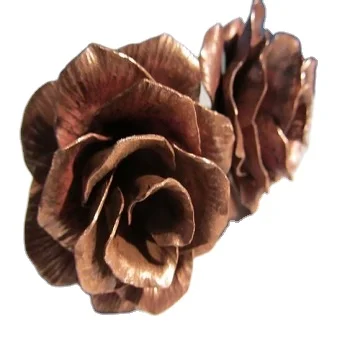 Copper Wall  Art Rose Flower 4 inch Cream Ceramic Floral Decor Copper Wall Art