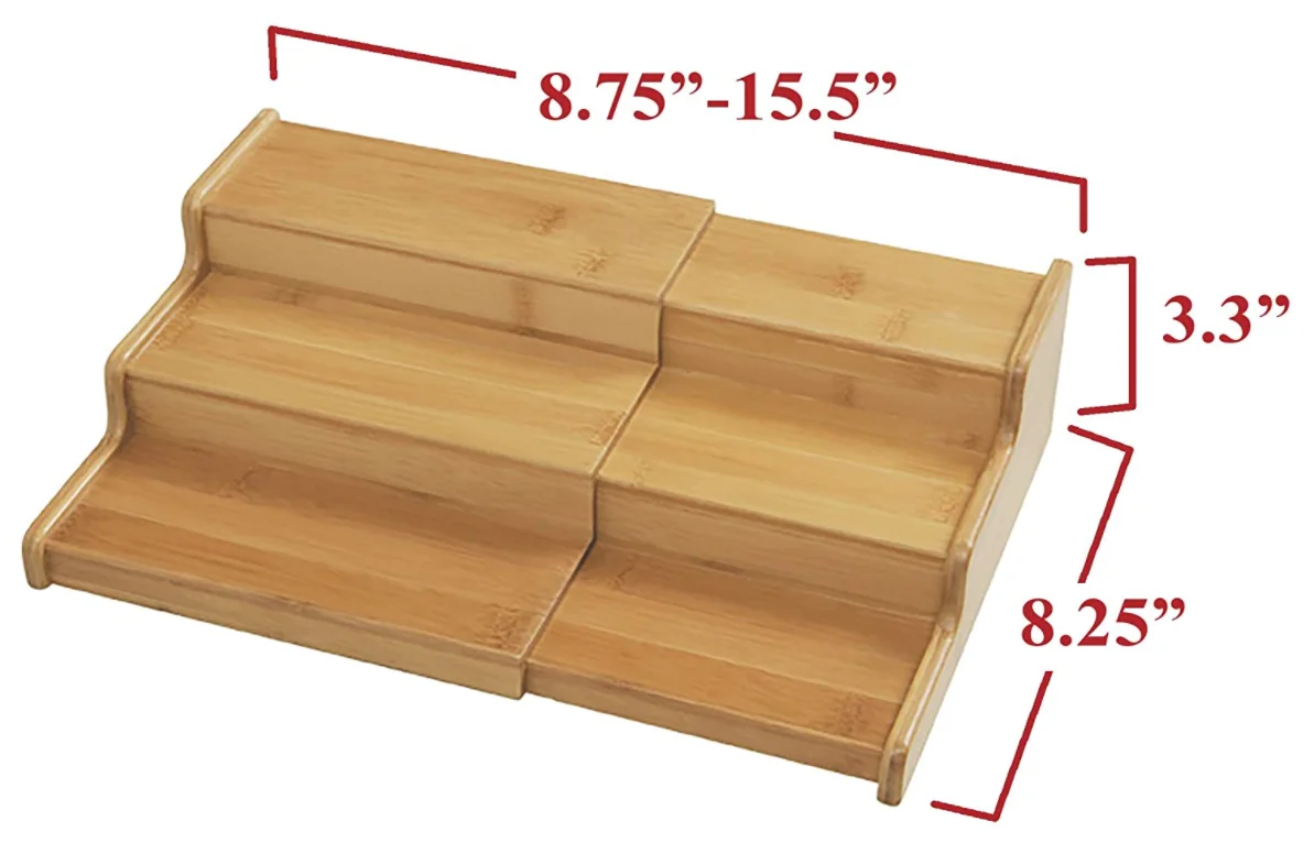 Bamboo Wall-mounted Storage Shelf 3-layer Tea Spice Organizer Drawer Holder Spice Rack