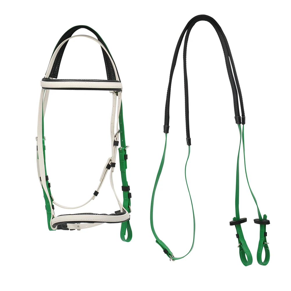 Adjustable Black PP Webbing Horse Bridle And Reins Racing Halter Endurance Saddle Horse Bridle Halter Rein