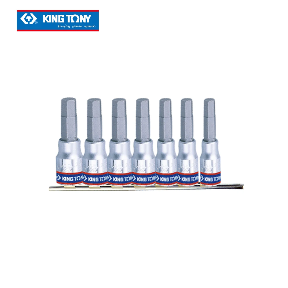 KING TONY Wholesale DIY 7PCS 1/4 DR.Hex Socket Set Head Bit industrial Mechanical Socket Set tool Set H 2127PR