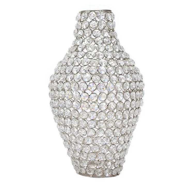 Luxury Antique Crystal Decorative Flower Vase Metal Home Decor Item for Room Gifts Ins Other Decorative Items