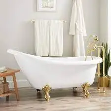 Классическая белая и латунная Ванна домашний декор отделочный ванна для отеля виллы ванной