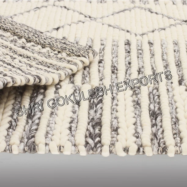 
Indian Handmade Woolen Kilim Durrie Off White Grey Color Rugs Wholesale Price Hand Woven Technics 