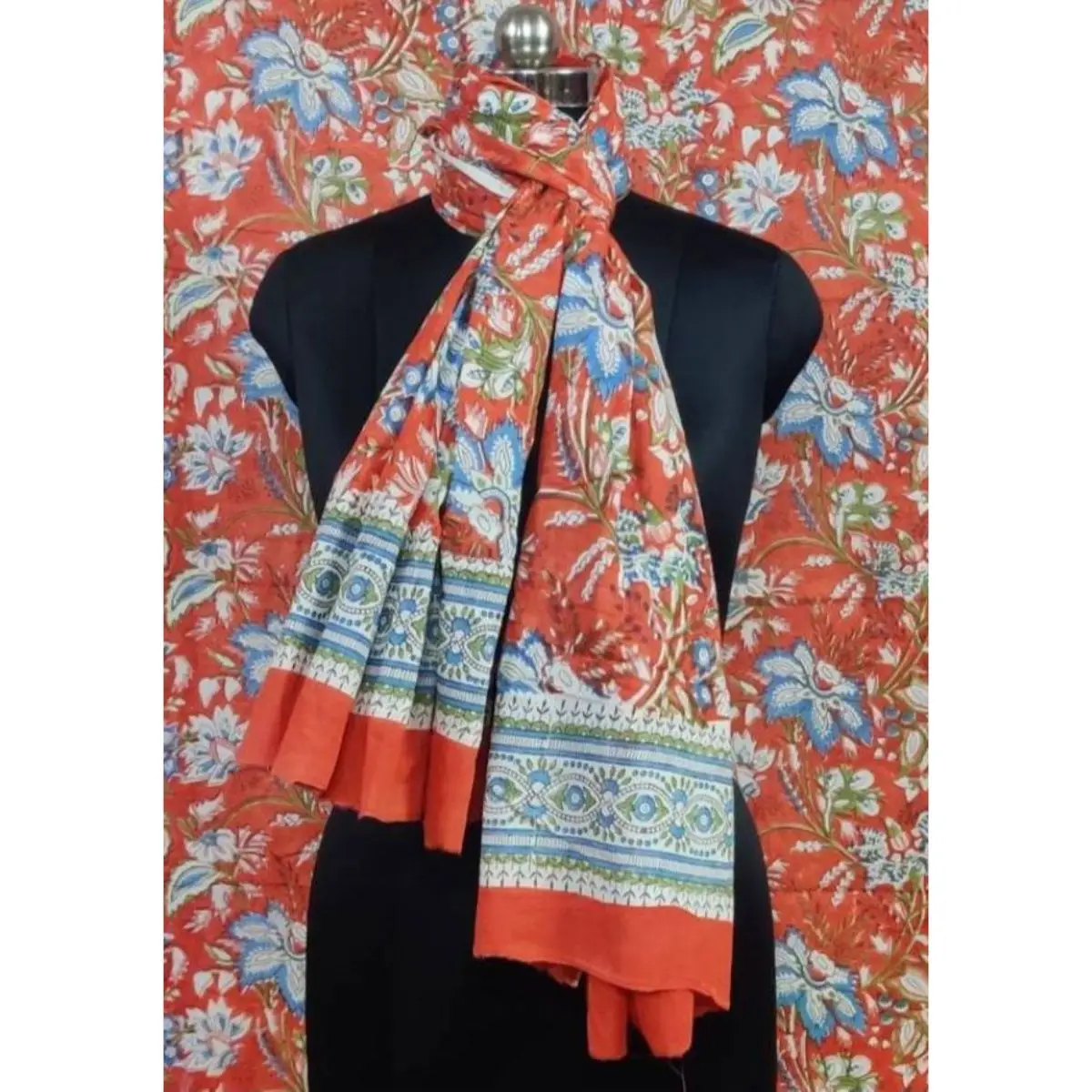 Latest Women Block Print Designer Cotton Wholesale Scarf Stole Dupatta 110X190 Cm