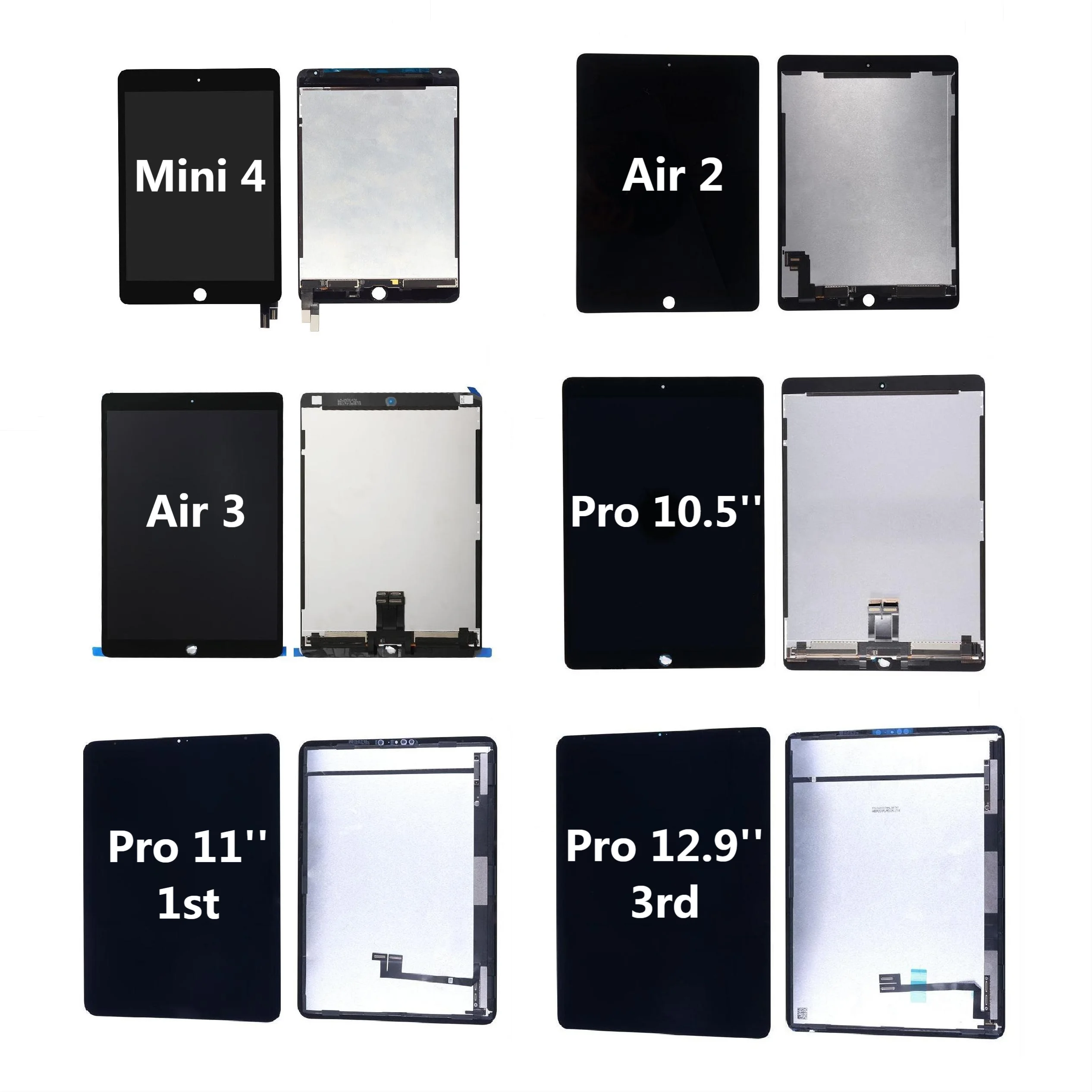 Для iPad ЖК Air 2 колесика с камерой низкого давления х 4 Mini 5 Pro 12 9 '11' 10 '9 7'/Air 3 для ЖК-дисплей сенсорным экраном