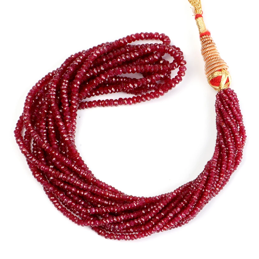 High Quality Gems Beads Natural Ruby Faceted Rondelle Gemstone Beads