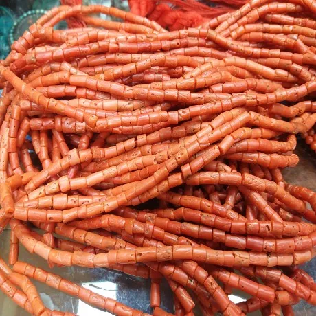 Wholesale Faceted Jasper Beads Natural Coral Smooth Tube Gemstones for Jewelry Making Strand of Colour Stones