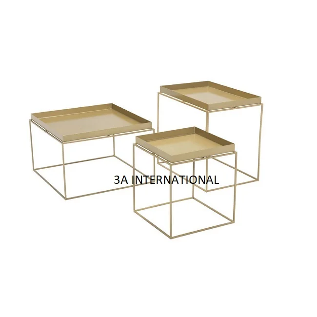 Home Decoration Luxury Furniture for Hotel Side Table Glossy Finished Custom Design  Nested Table With Marble Top
