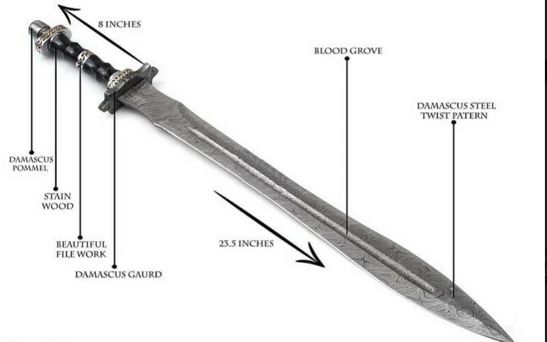 Custom Handmade Hand Forge Damascus Steel Double Edge Hunting Viking Sword