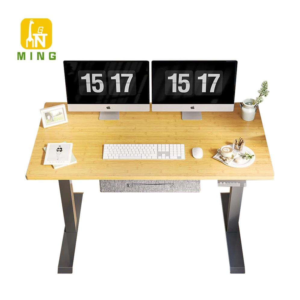 Factory Directly Wooden Office Computer Dual Motor Smart Ergonomic Electric Sit Stand Desk Adjustable Standing Desk