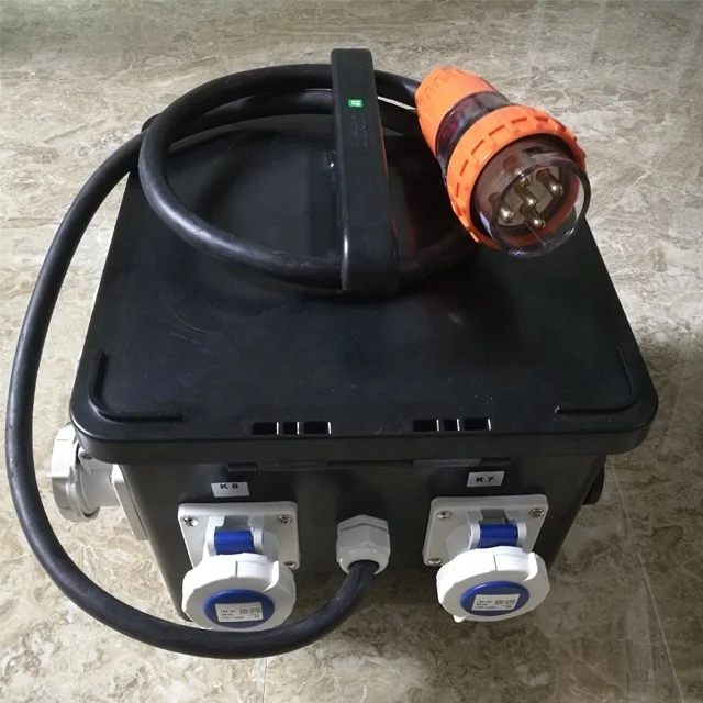 waterproof 32A 3 phase industrial power distribution socket box