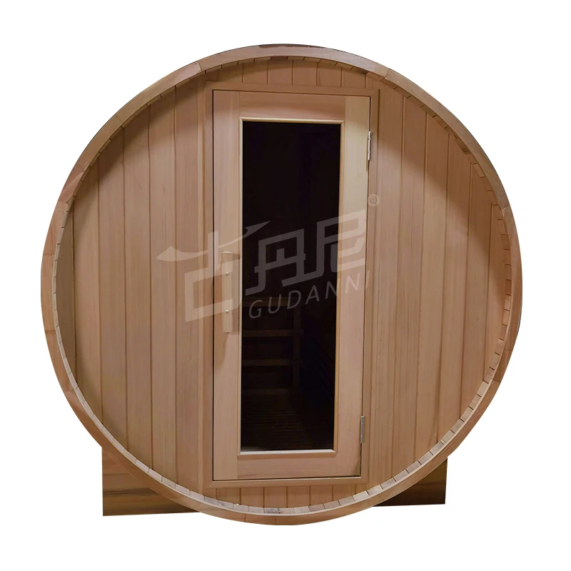 4-6 Person red cedar outdoor barrel garden sauna room outdoor  with tile