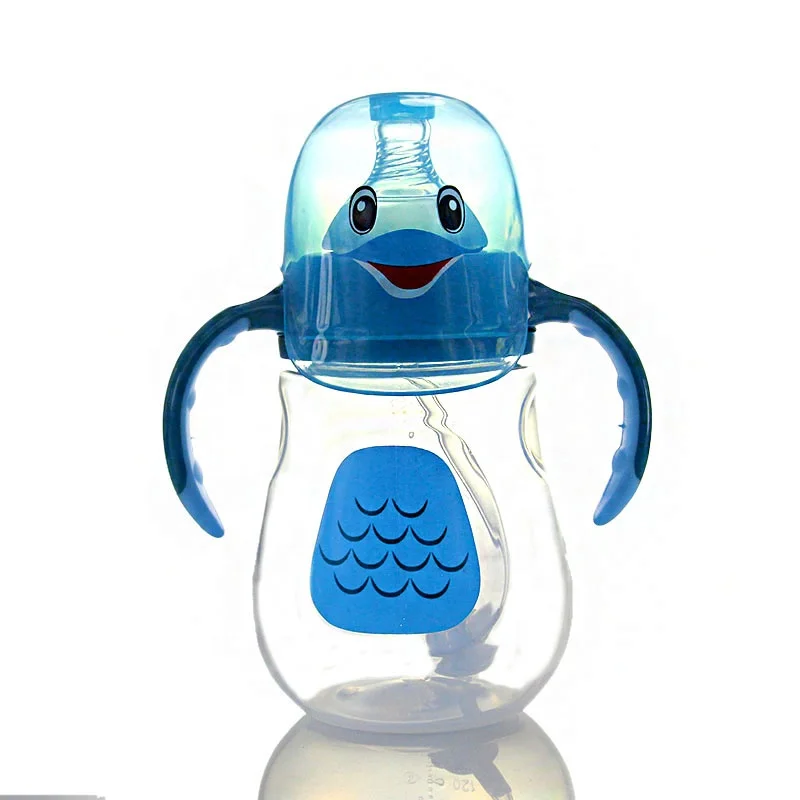 Baby feeder bottle color changing baby bottle with handle and straw