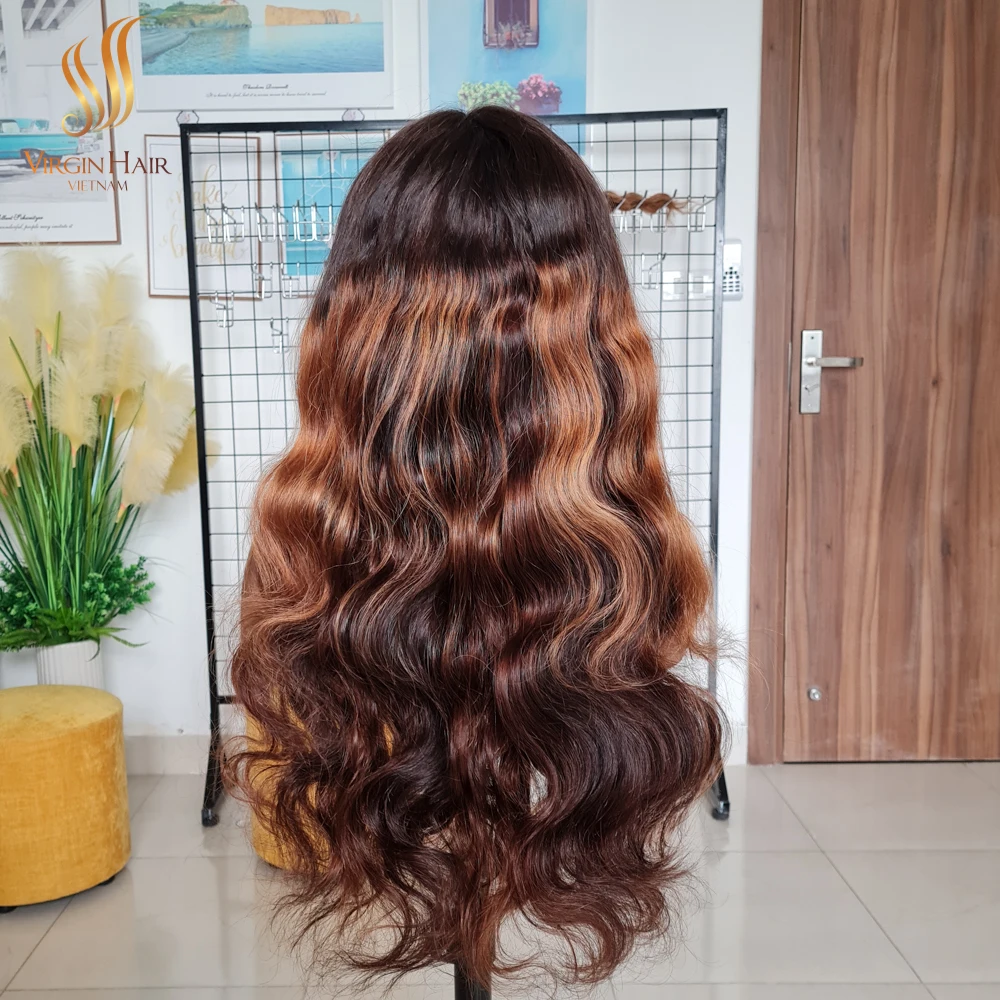 Top Vendors 100% Unprocessed Virgin Human Ombre Color Body Wave Wig Hair Extension In Vietnam Swiss Lace Front