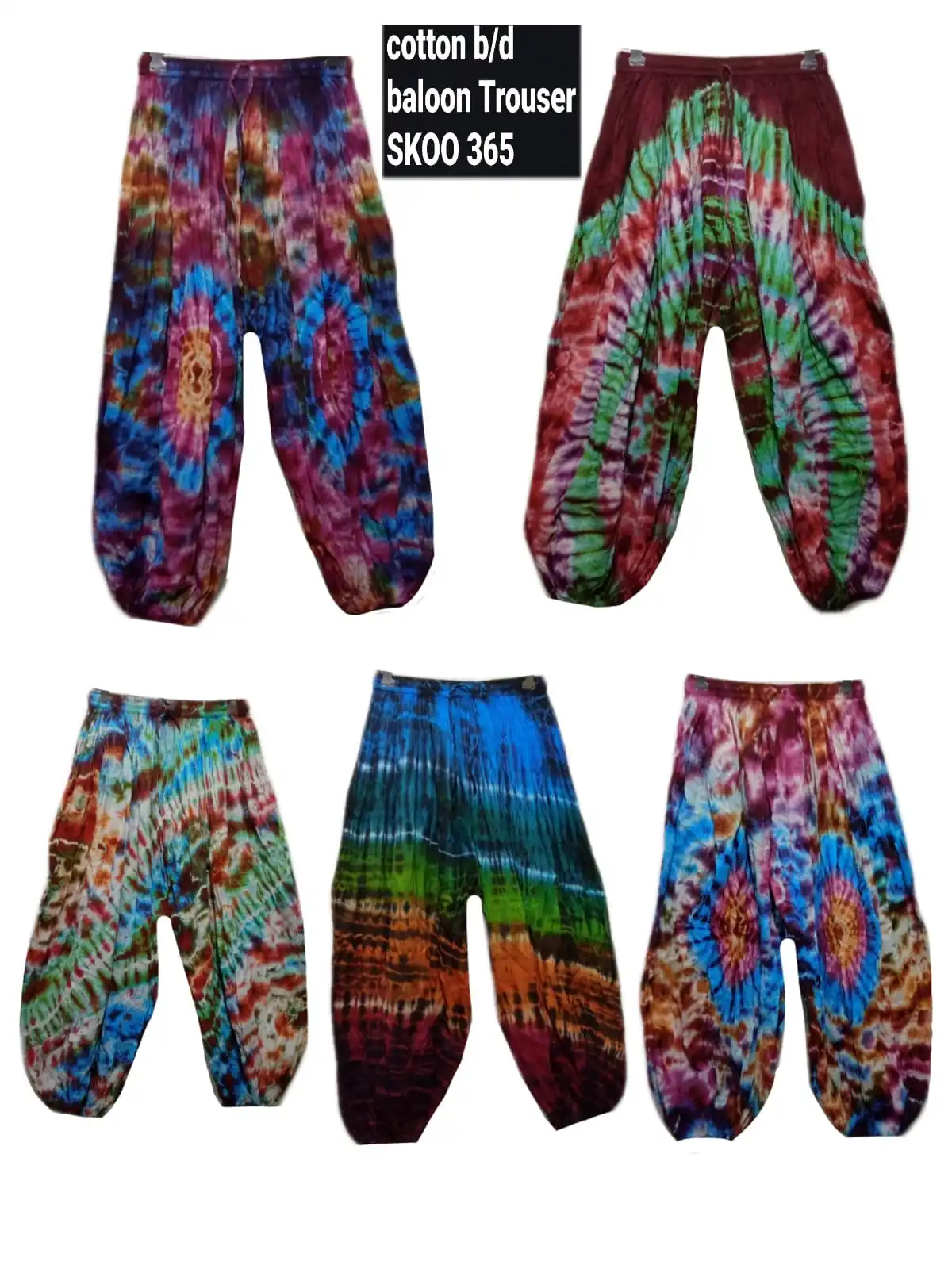 Wholesale cotton tie die trousers  patch Gagara work harem pants-Sarouel ethnique femme Baggy Genie Boho Hippie cotton trouser
