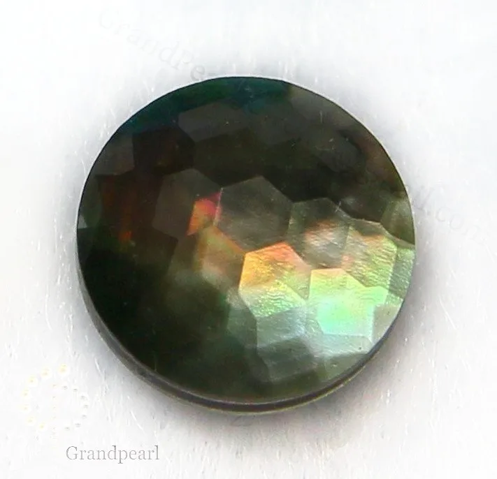 Triplet Gemstone  - 8mm Mother of Pearl with faceted crystal - Round