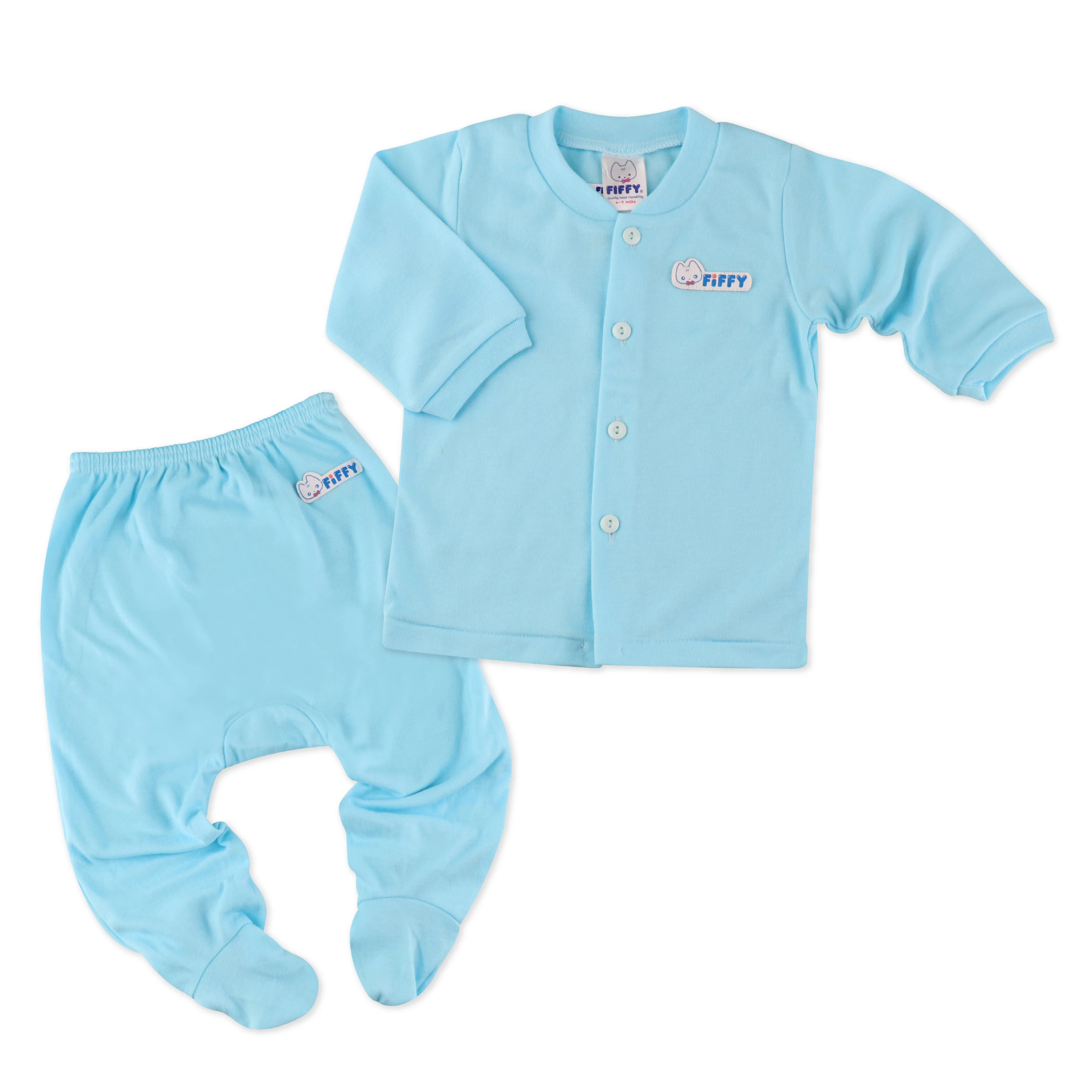 FIFFY Baby Apparel Suit Blue Unisex Long Sleeve Suit c/w Leggy Baby Suit Baby Apparel