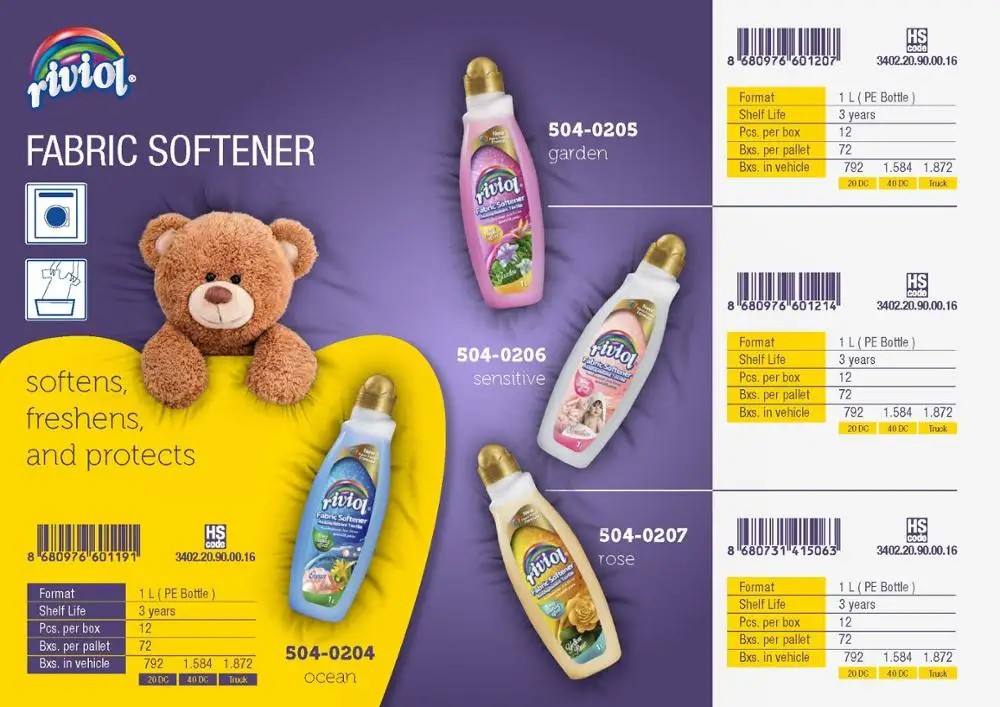 
NEW Riviol Fabric Softener Ocean 1 Lt * 12 High Quality Turkey 