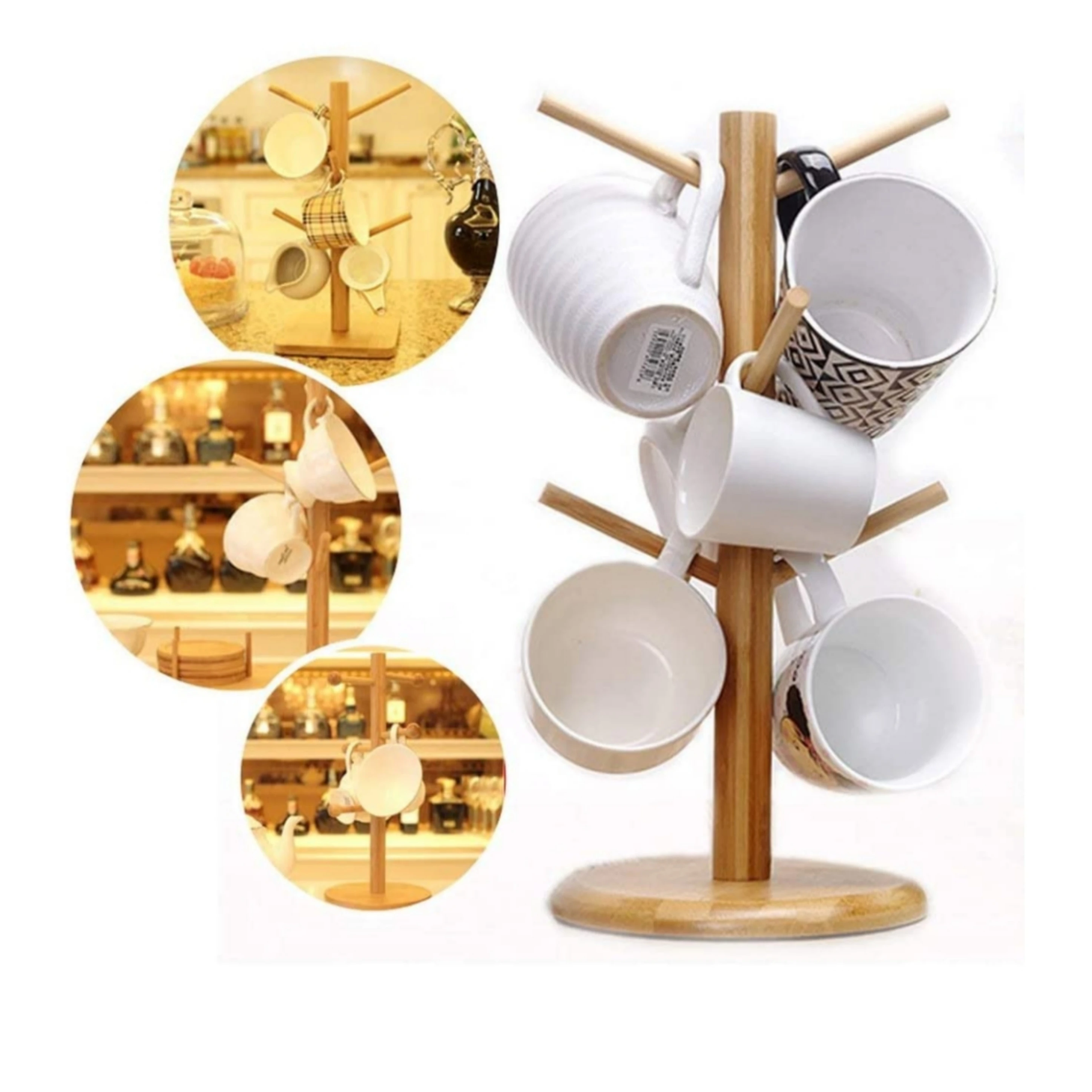 Coffee mug holder round with 8 hooks