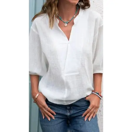 Linen Newly Designer White Solid Oversize Fashionable Custom Casual Shirt Women Stylish Women Shirt