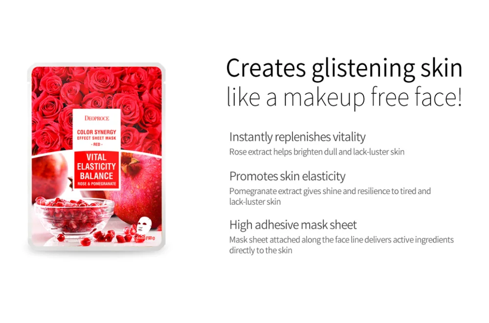 Deoproce Color Synergy Effect Sheet Mask Red 10 sheets oem korea facial mask rose pomegranate moisture soothing made in korea