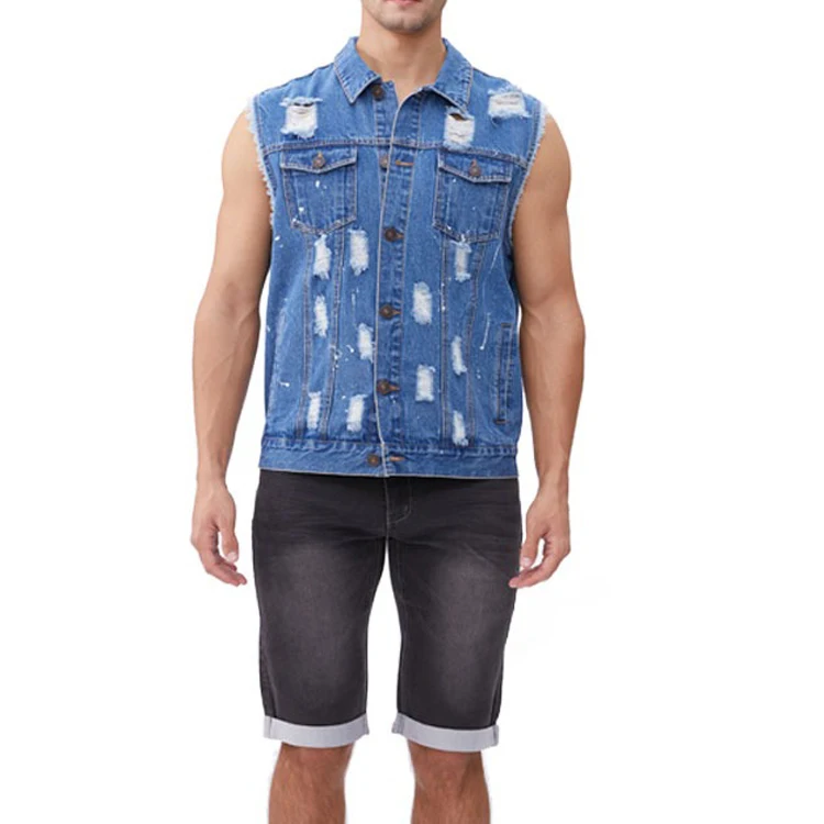 Оптовая продажа, мужской джинсовый жилет без рукавов, джинсовый топ, дизайнерские мужские жилеты