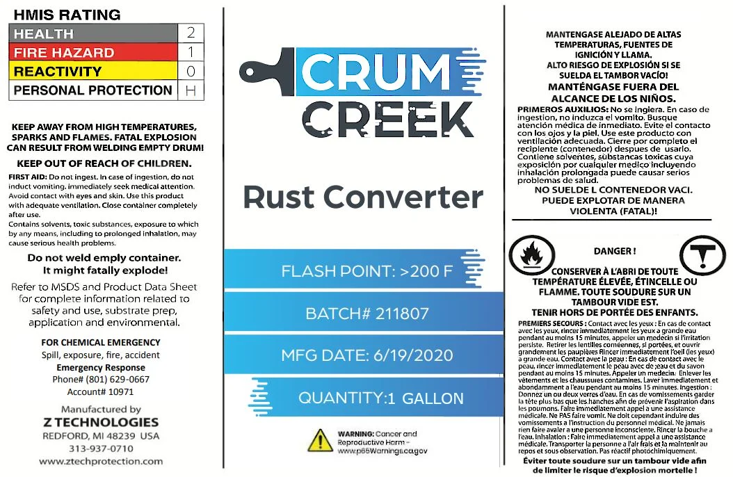 Ultimate Product Crum Creek Rust Converter Chemically Change Rust on Metal Surfaces to Stop Corrosion