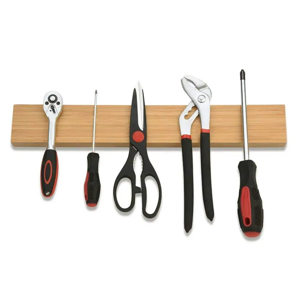 Wholesale Kitchen Bamboo Magnetic Knife Holder Strong Magnet Strip Wooden Magnetic Knife Holder