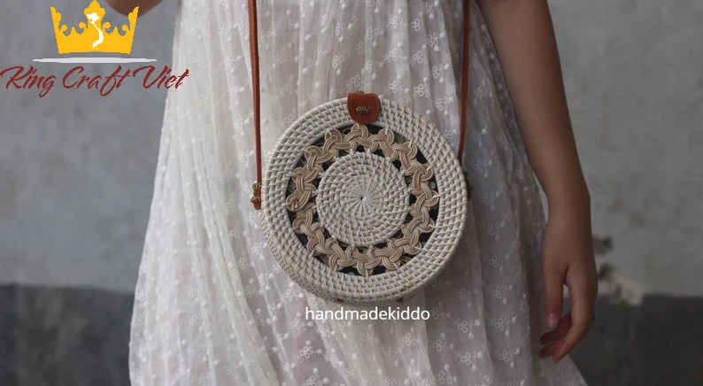  Уникальная белая сумка из ротанга вьетнамские поставщики плетеные изделия ручной работы международная доставка
