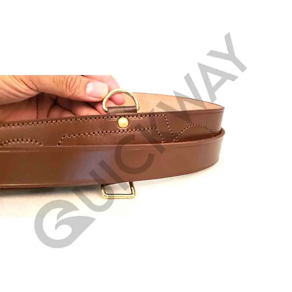 Factory Custom Ceremonial Cross Belts Brown Single Color and Gold Simple Buckle Cross Belt