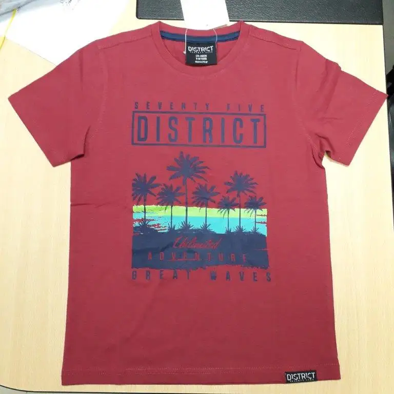 Boys 100% cotton printed technics short sleeve round neck t shirts