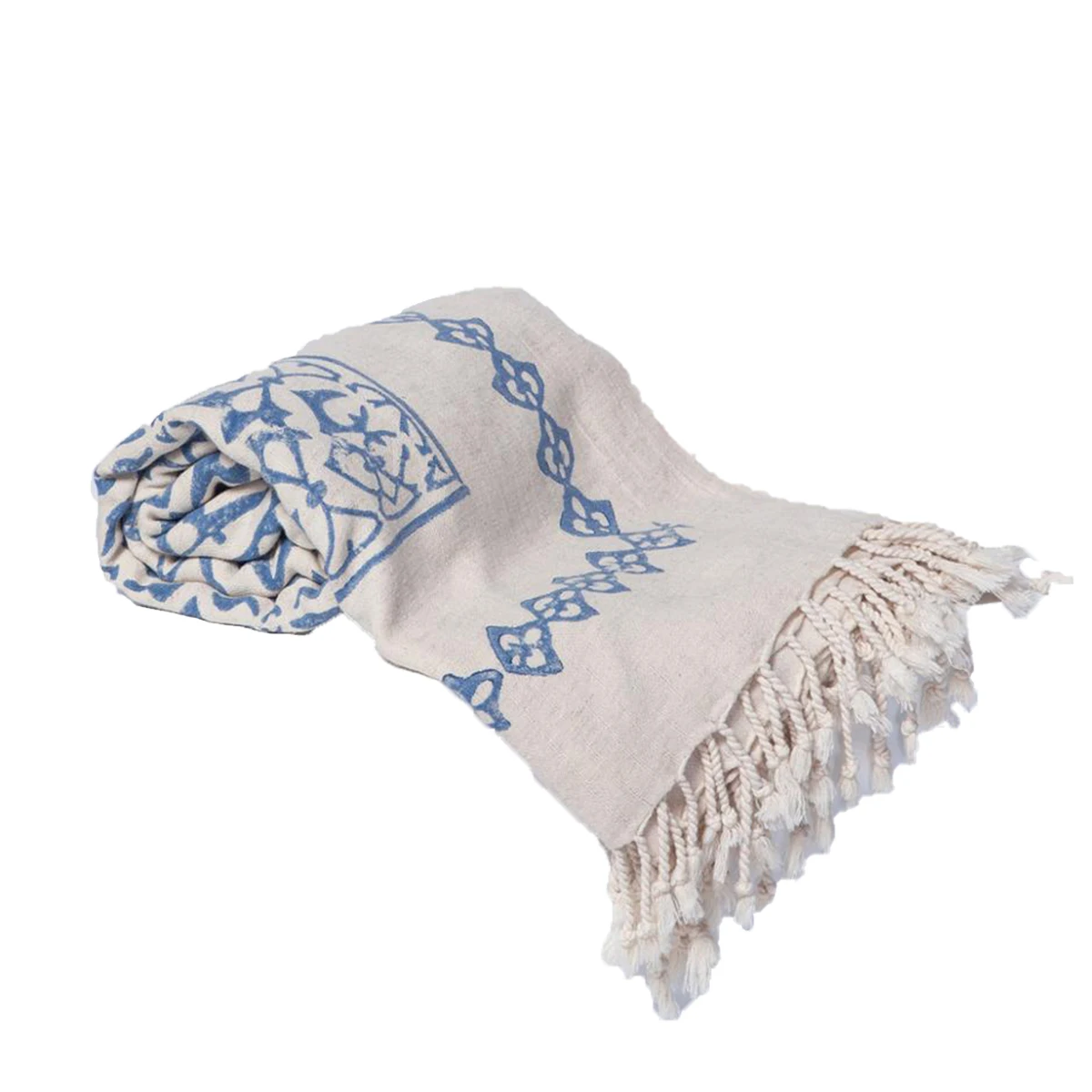 Handloomed Sofa Cover Turkish Cotton Hand Printed Bed Cover Handmade Blanket