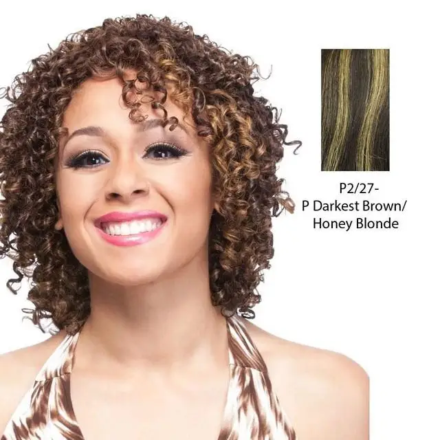 100% Human Hair Wig,Darkest brown base with strawberry blonde highlights