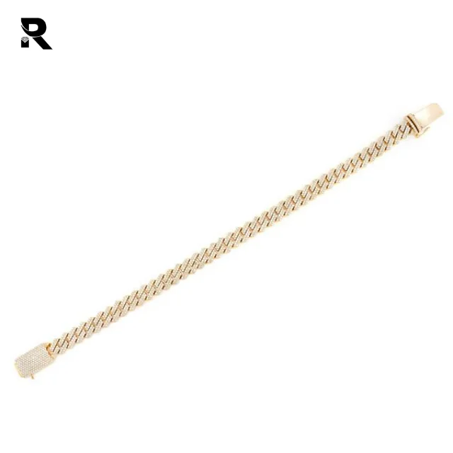 5 50 карат Круглый в форме ромба с поднятым Майами кубинский браслет из 14-каратного золота покрытием для женщин