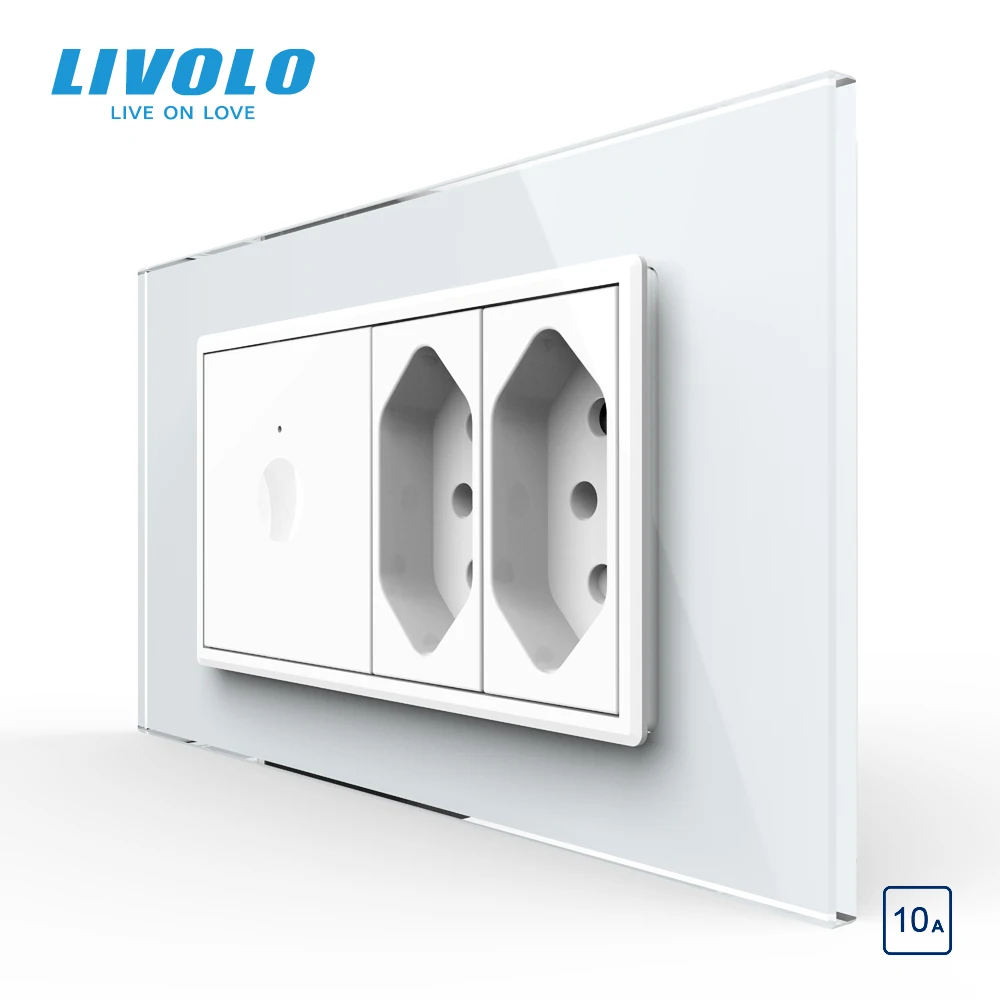 Настенный сенсорный выключатель Livolo C9, стандарт США/Австралии, 1 клавиша, 1 канал, сенсорный 2, Бразилия, 10 А