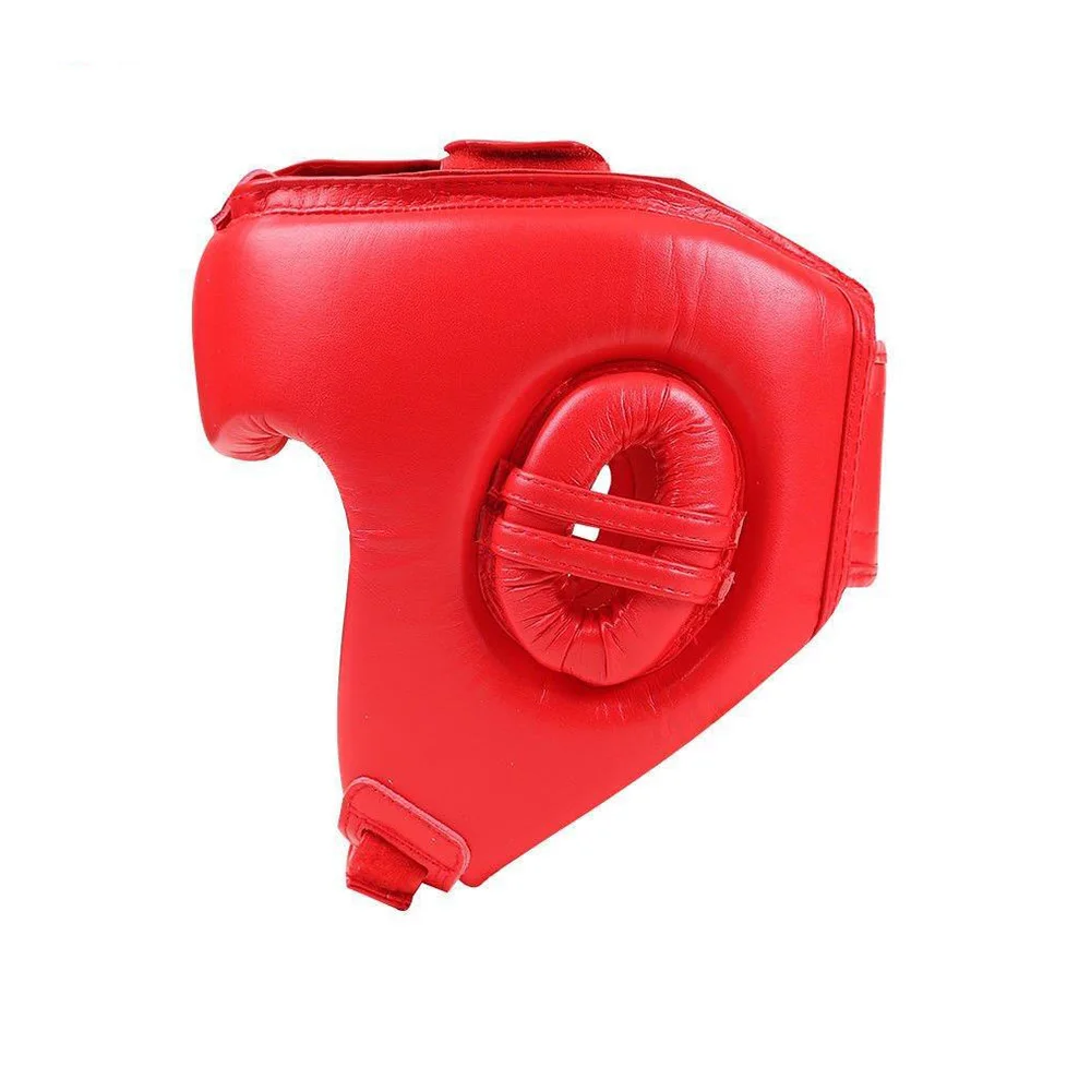 Простая окрашенная защита для головы красная кожаная одежда бокса шлемы из воловьей кожи на заказ защитные боксерские лица